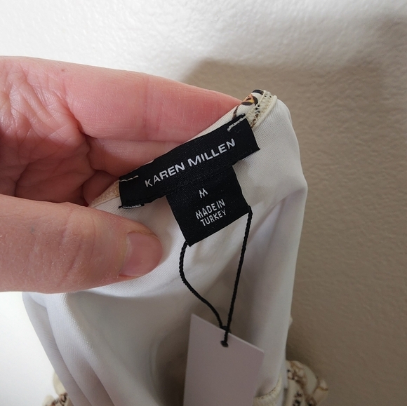 Karen Millen Ruffle Detail Chain Print Swimsuit M NWT - Picture 5 of 7